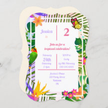 Elegant Tropisk Grön Palm Blommig 2-års Födelsedag