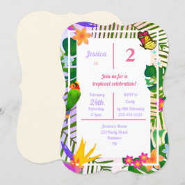 Elegant Tropisk Grön Palm Blommig 2-års Födelsedag Inbjudningar