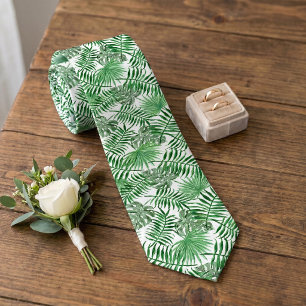 Elegant tropisk grön palmlöv sommar konst slips