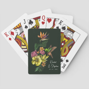 Elegant Tropisk Kolibri Blommig Sommarbröllop Casinokort