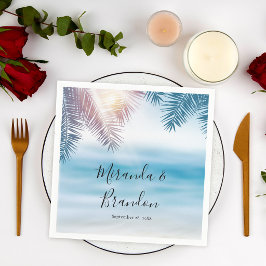 Elegant Tropisk Palm Ocean Sommar Strand Bröllop Pappersservett