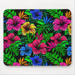 Elegant Tropisk Rosa Red Blue Hibiscus Flower Musmatta