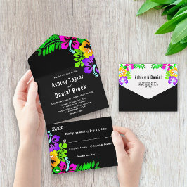Elegant Tropisk Rustik Boho Svart Blommig Bröllop