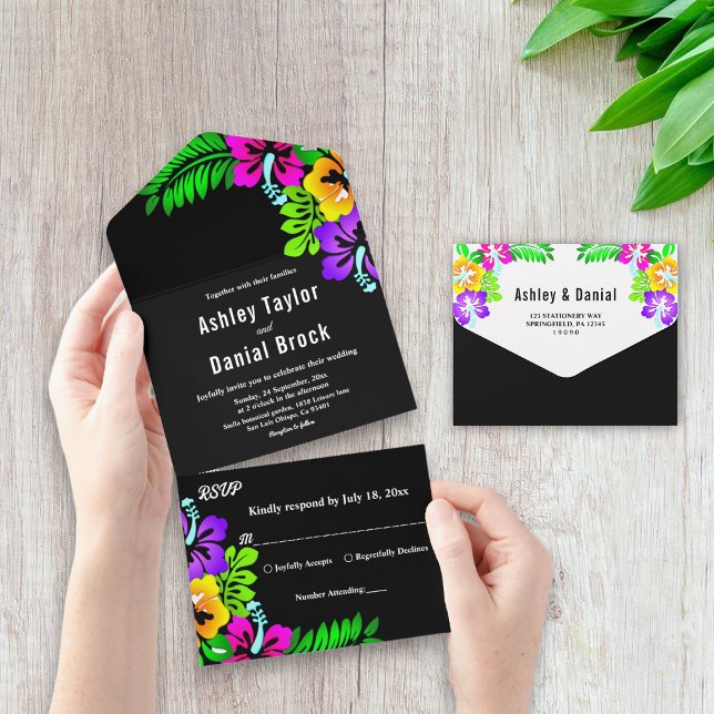 Elegant Tropisk Rustik Boho Svart Blommig Bröllop (Skapare uppladdad)