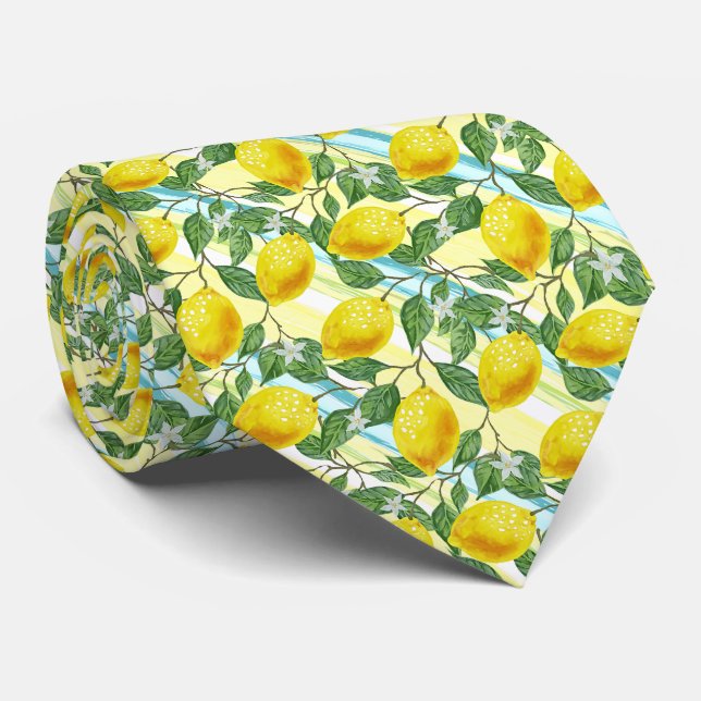 Elegant tropisk sommar citron frukt konst mönster slips (Rullad)