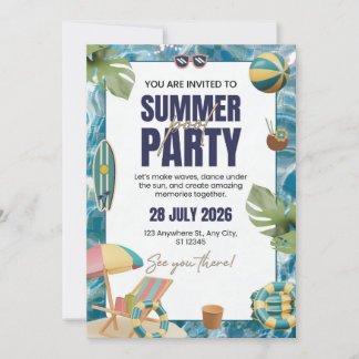 Elegant tropisk sommarfest inbjudan kort