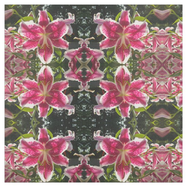 Elegant tropiska blommor av rosa, klassiskt lök tyg (Provkarta)