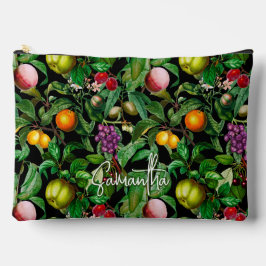 Elegant tropiska frukter, svart mönster monogram