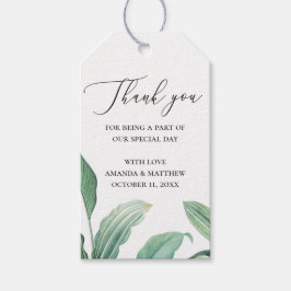 Elegant tropiska grey löv bröllop tackar er presentetikett