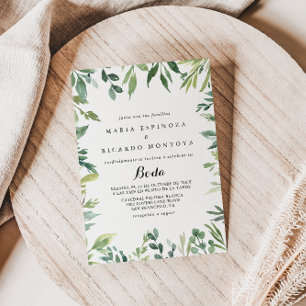 Elegant Tropiska Grönten Foliage Spain Bröllop Inbjudningar
