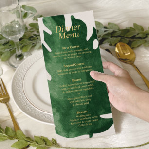 Elegant Tropiska Grönten Monstera Löv Bröllop Meny