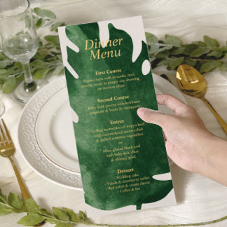 Elegant Tropiska Grönten Monstera Löv Bröllop Meny