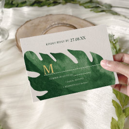 Elegant Tropiska Grönten Monstera Löv Bröllop OSA Kort