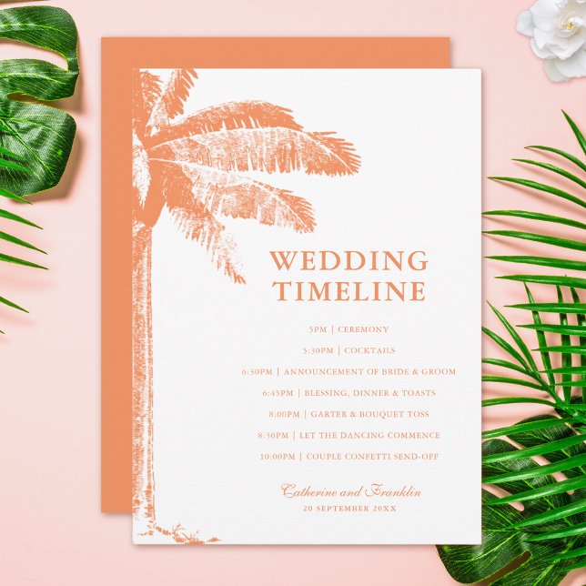 Elegant Tropiska tidslinjen Handflatan Träd Bröllo Program (Skapare uppladdad)