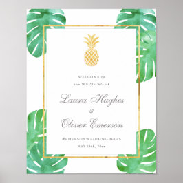 Elegant Tropiskt ananas Bröllop Välkomsttecken Poster