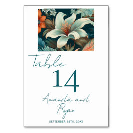 Elegant Tropiskt blomma Blommigten Bröllop Bordsnummer