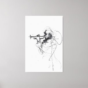 Elegant Trumpet Player Porträtt - Premium Canvastryck