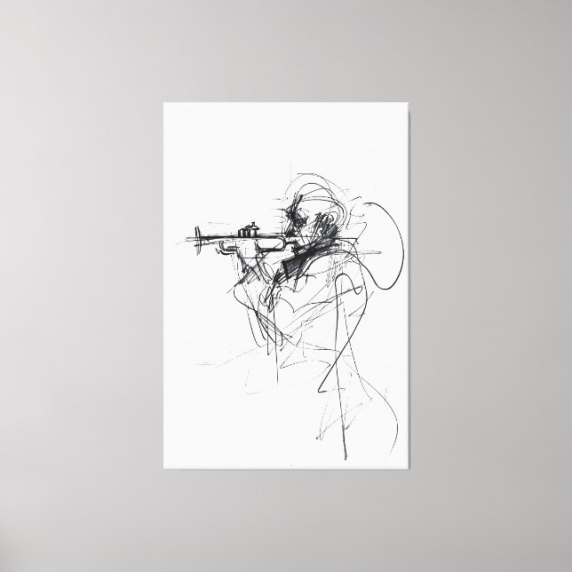 Elegant Trumpet Player Porträtt - Premium Canvastryck (Framsida)