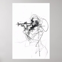 Elegant Trumpet Player Porträtt - Premium Poster