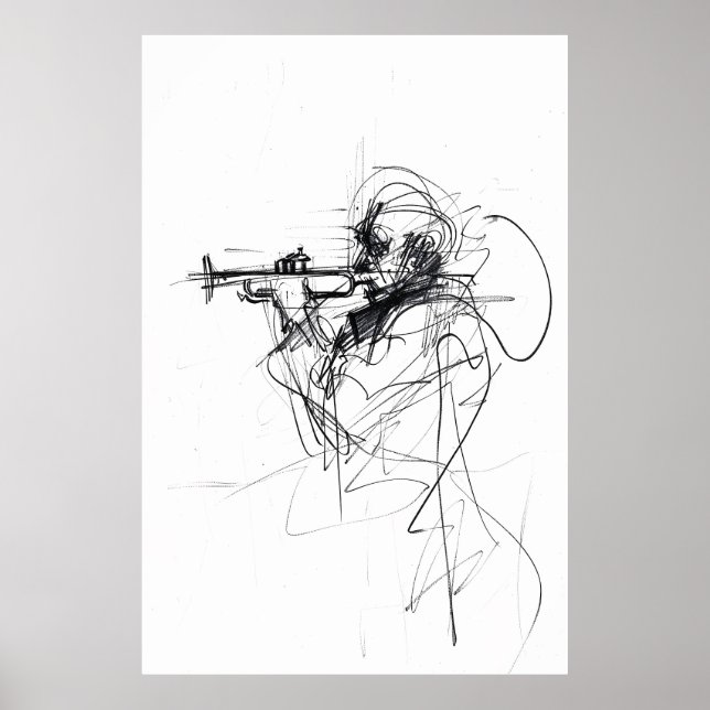 Elegant Trumpet Player Porträtt - Premium Poster (Framsidan)