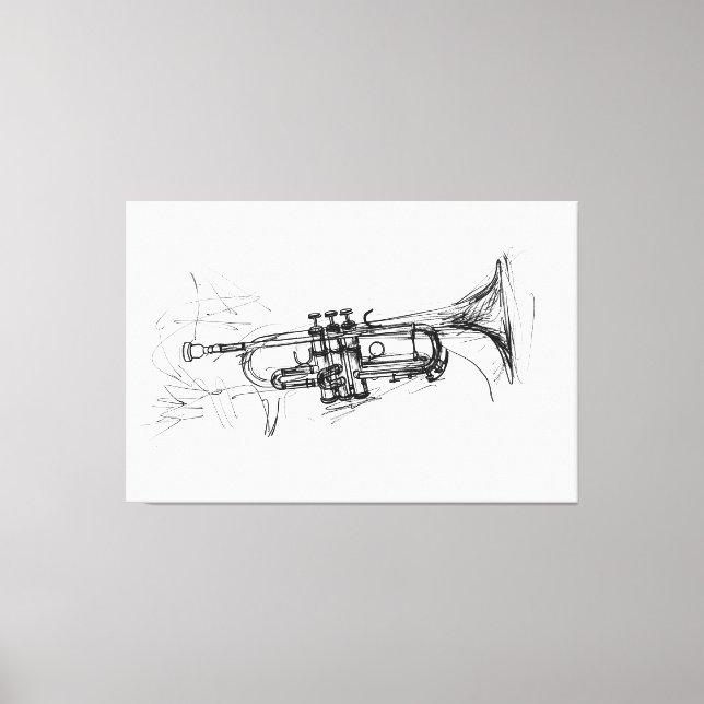Elegant Trumpet Sketch - Canvastryck (Framsida)