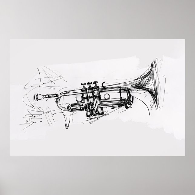 Elegant Trumpet Sketch - Poster (Framsidan)