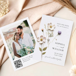 Elegant tryck pressade pastell boho blommor bröllo spara datumet