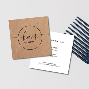 Elegant tryckt Kraft Black Circle Hairdresser  Fyrkantigt Visitkort