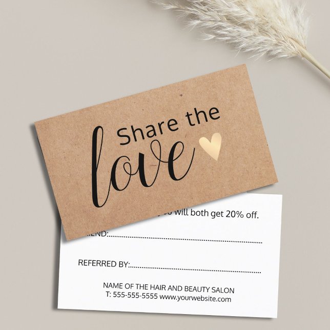 Elegant tryckt Kraft Faux Guld Heart Beauty Salon Rabattkort (Skapare uppladdad)