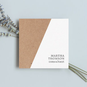 Elegant tryckt Kraft White Geometric Consultant Fyrkantigt Visitkort