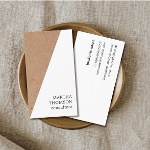 Elegant tryckt Kraft White Geometric Consultant Visitkort