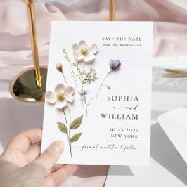 Elegant tryckt pressad pastell boho blommig bröllo spara datumet