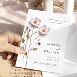 Elegant tryckt pressad pastell boho blommor bröllo spara datumet