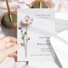 Elegant tryckt pressad pastell boho blommor bröllo spara datumet