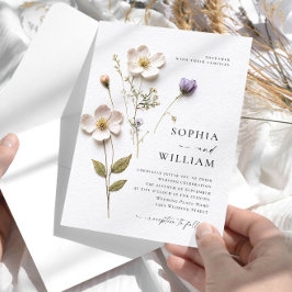 Elegant tryckt pressade pastellfärgade blommor brö inbjudningar