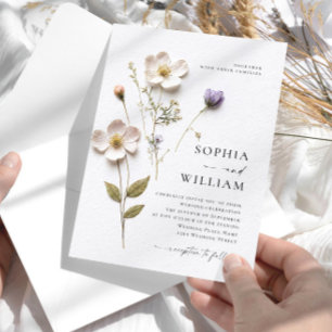 Elegant tryckt pressade pastellfärgade blommor brö inbjudningar