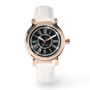 Elegant Tryckt Rhinestones Add Namn Personlig Armbandsur