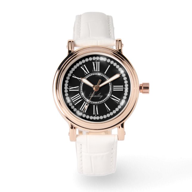 Elegant Tryckt Rhinestones Add Namn Personlig Armbandsur (Framsida)