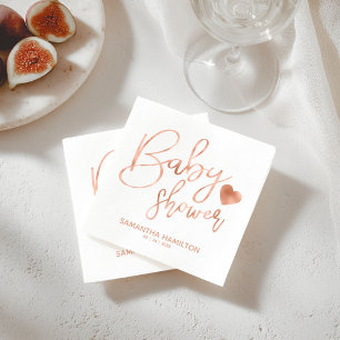 Elegant tryckt roséguld folie rosén baby shower pappersservett