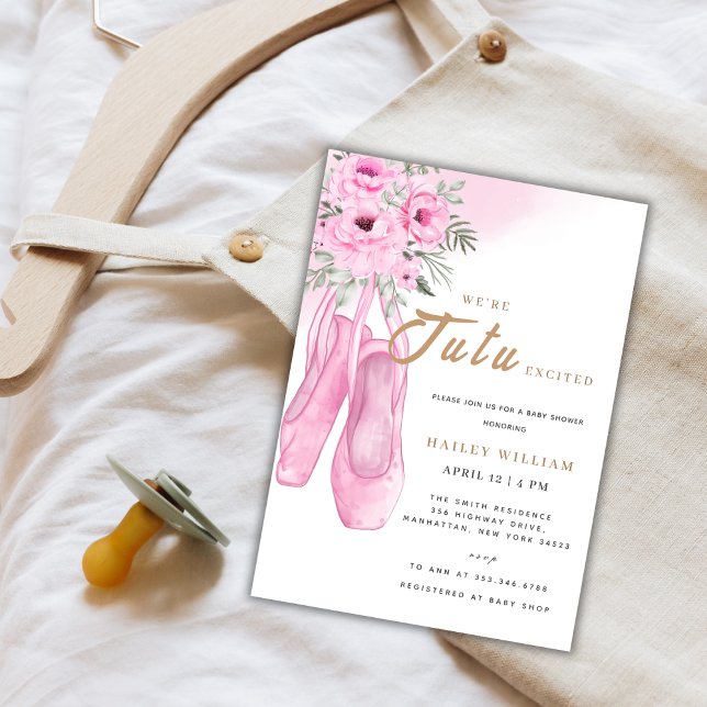 Elegant Tu Ballerina Ballet Girl Baby Shower Inbjudningar (Elegant TuTu Ballerina Ballet Girl Baby Shower Invitation)