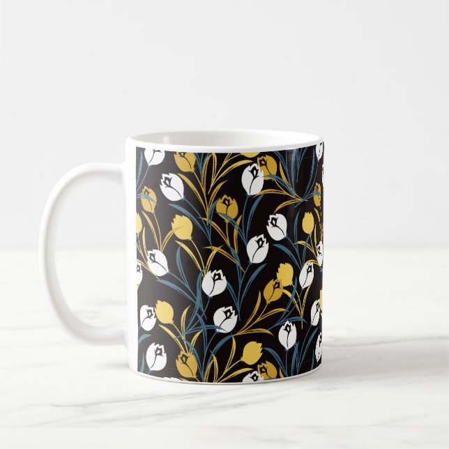 Elegant Tulip Blommönster Kaffemugg (Vänster)
