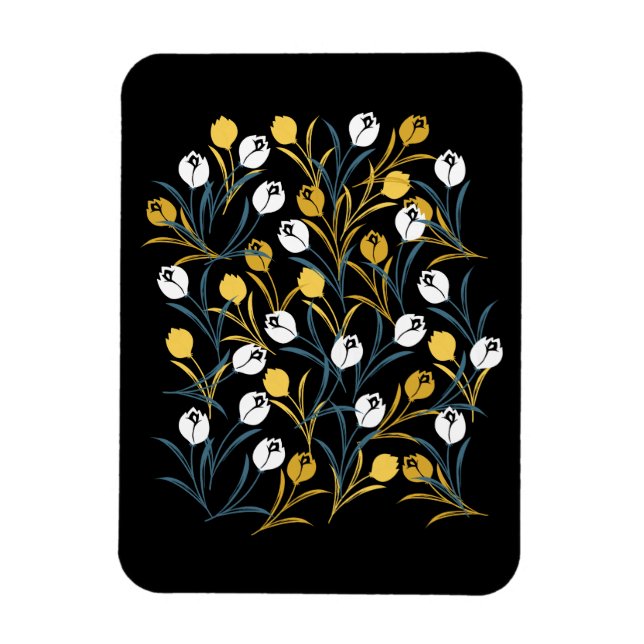 Elegant Tulip Blommönster Magnet (Vertikal)