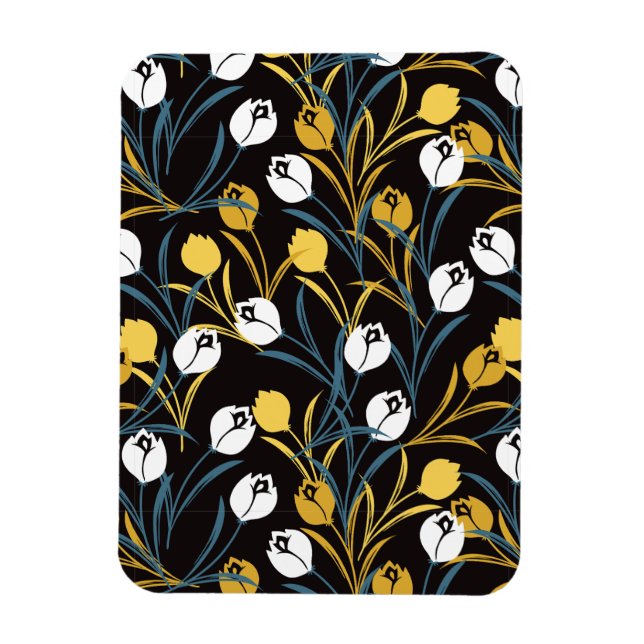 Elegant Tulip Blommönster Magnet (Vertikal)