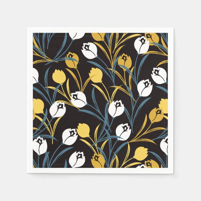 Elegant Tulip Blommönster Pappersservett (Framsidan)