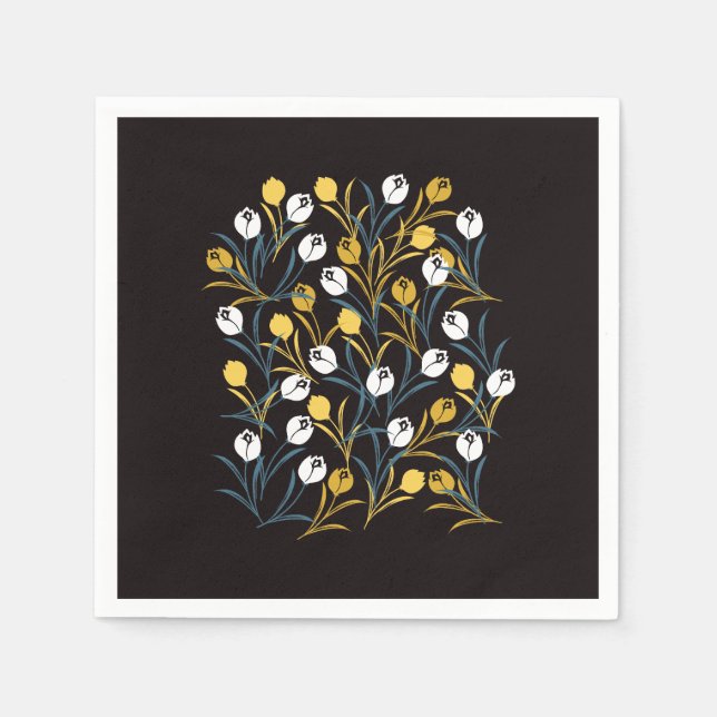 Elegant Tulip Blommönster Pappersservett (Framsidan)