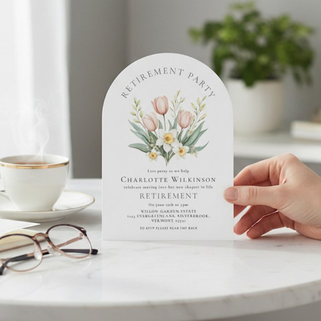 Elegant Tulip Daffodil Arch Retirement Invite Inbjudningar (Skapare uppladdad)