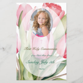 Elegant tulip First Communion Menu