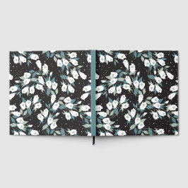 Elegant Tulip Flower Mönster Black Background Gästböcker