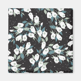 Elegant Tulip Flower Mönster Black Background Magnet