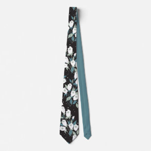 Elegant Tulip Flower Mönster Black Background Slips